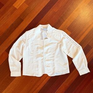 White Lace Button-Up Blouse